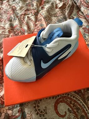 Nike Kids White and Blue Basketball Sneakers